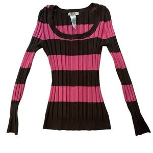 Y2K Pink & Brown Stripe Pout Top